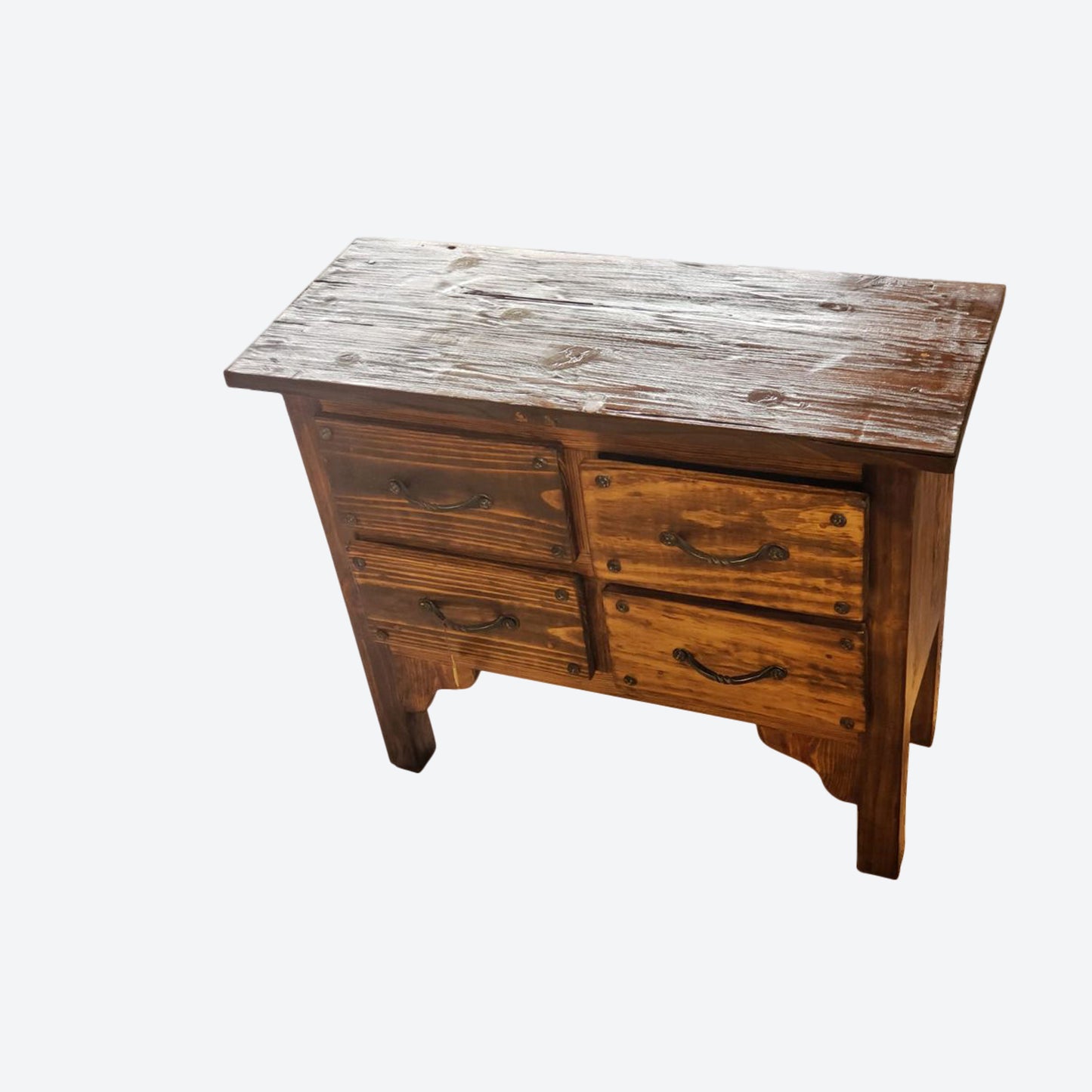 BROWN Mesquite  WOOD CABINET WITH HAMMERED ACCENTS -SK (SKU 1014)