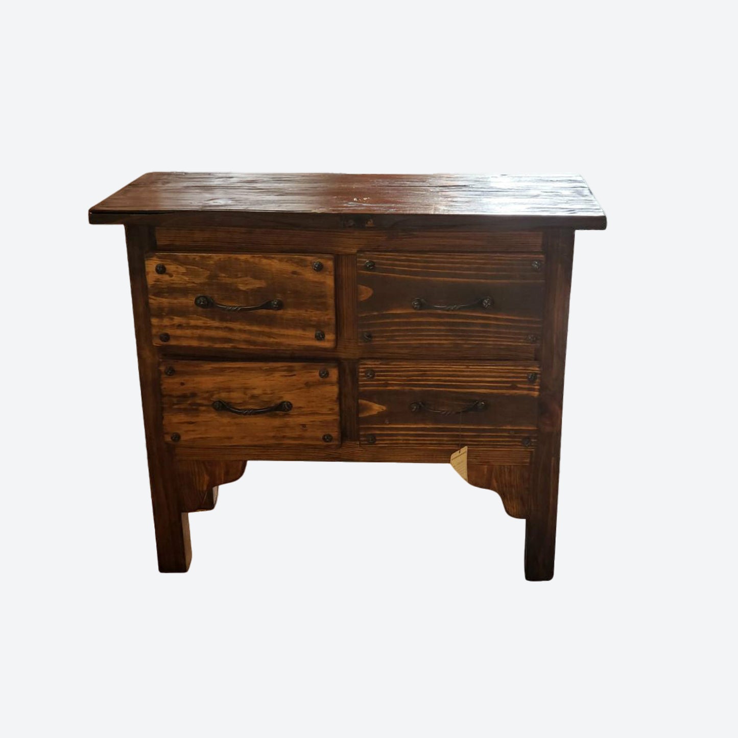 BROWN Mesquite  WOOD CABINET WITH HAMMERED ACCENTS -SK (SKU 1014)