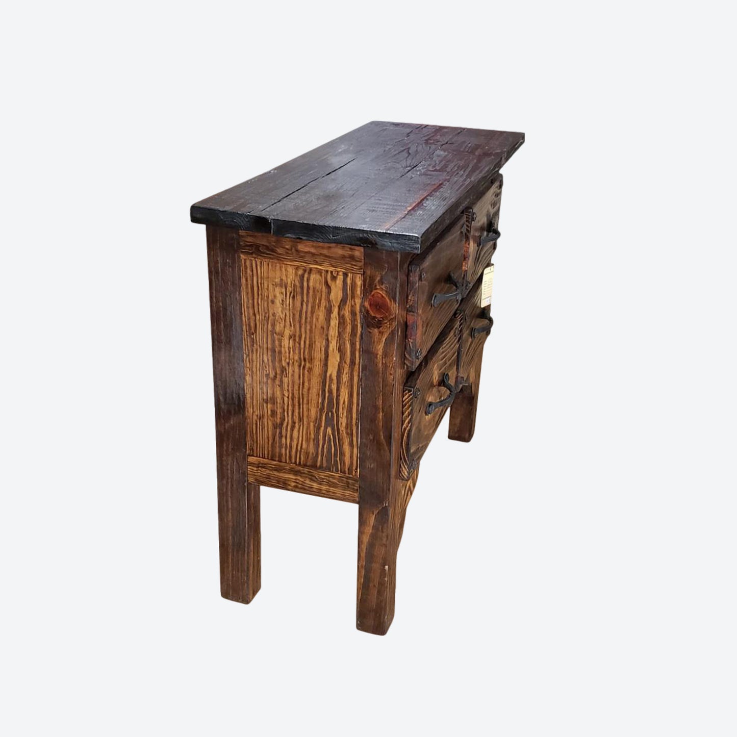 BROWN Mesquite  WOOD CABINET WITH HAMMERED ACCENTS -SK (SKU 1014)