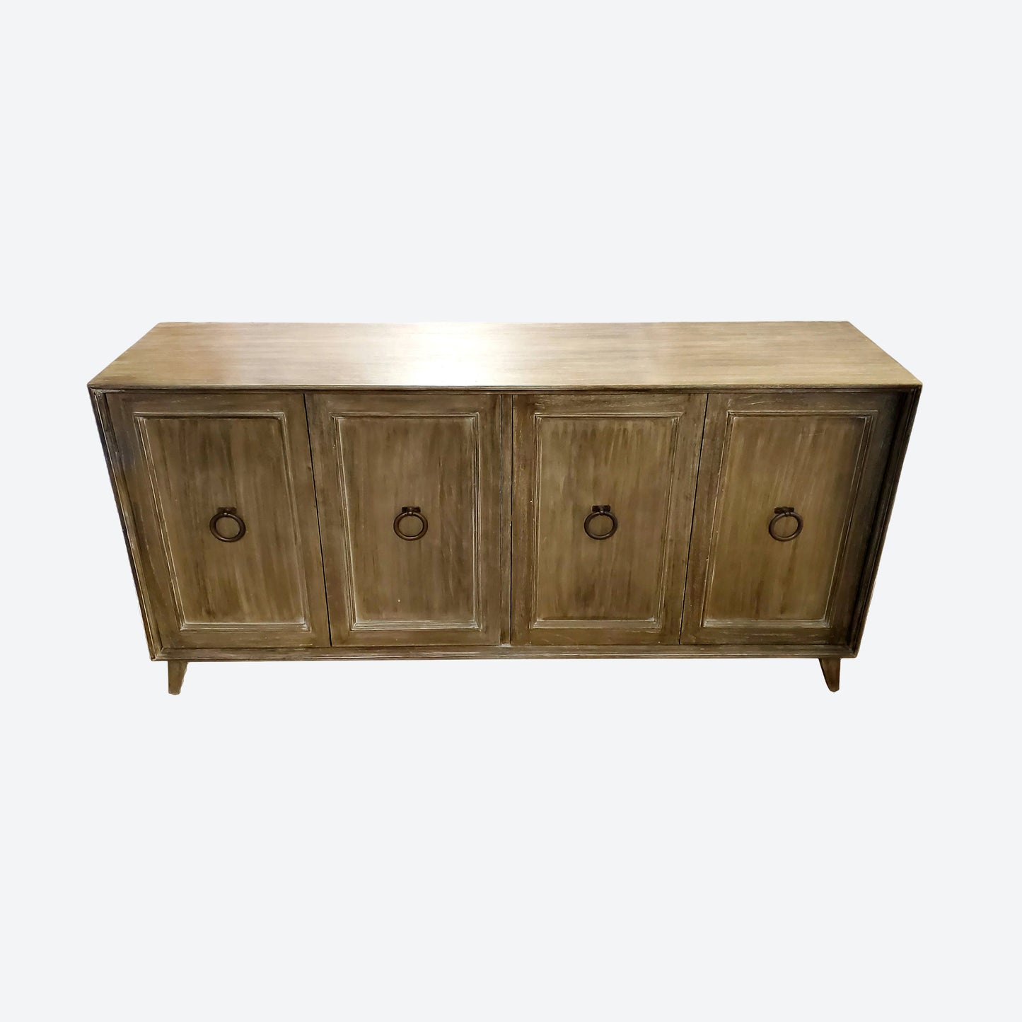 DARK GRAY CEDAR WOOD CENTER CONSOLE TABLE WITH PANELS -SK (SKU 1056)