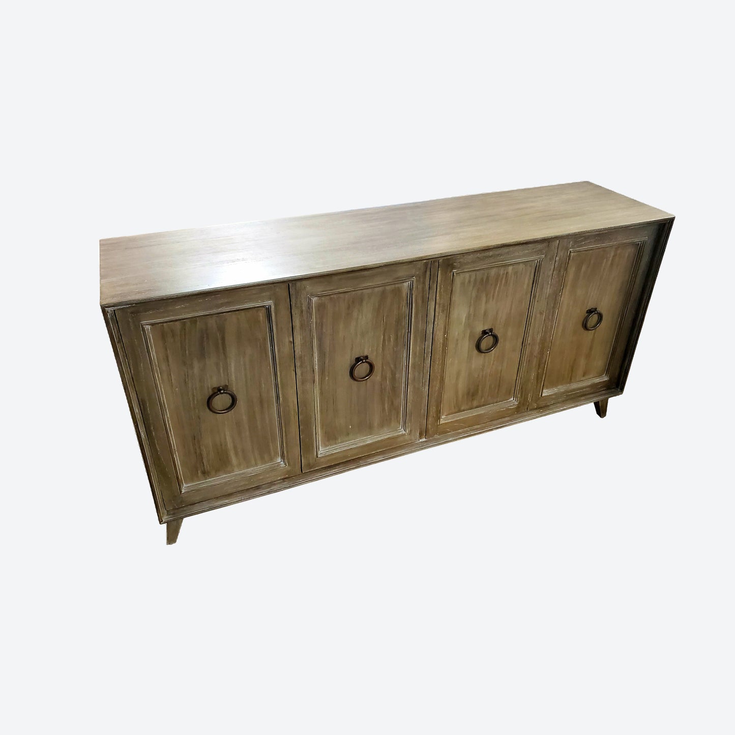 DARK GRAY CEDAR WOOD CENTER CONSOLE TABLE WITH PANELS -SK (SKU 1056)