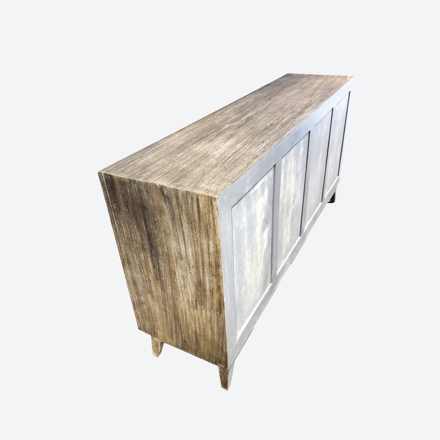 DARK GRAY CEDAR WOOD CENTER CONSOLE TABLE WITH PANELS -SK (SKU 1056)
