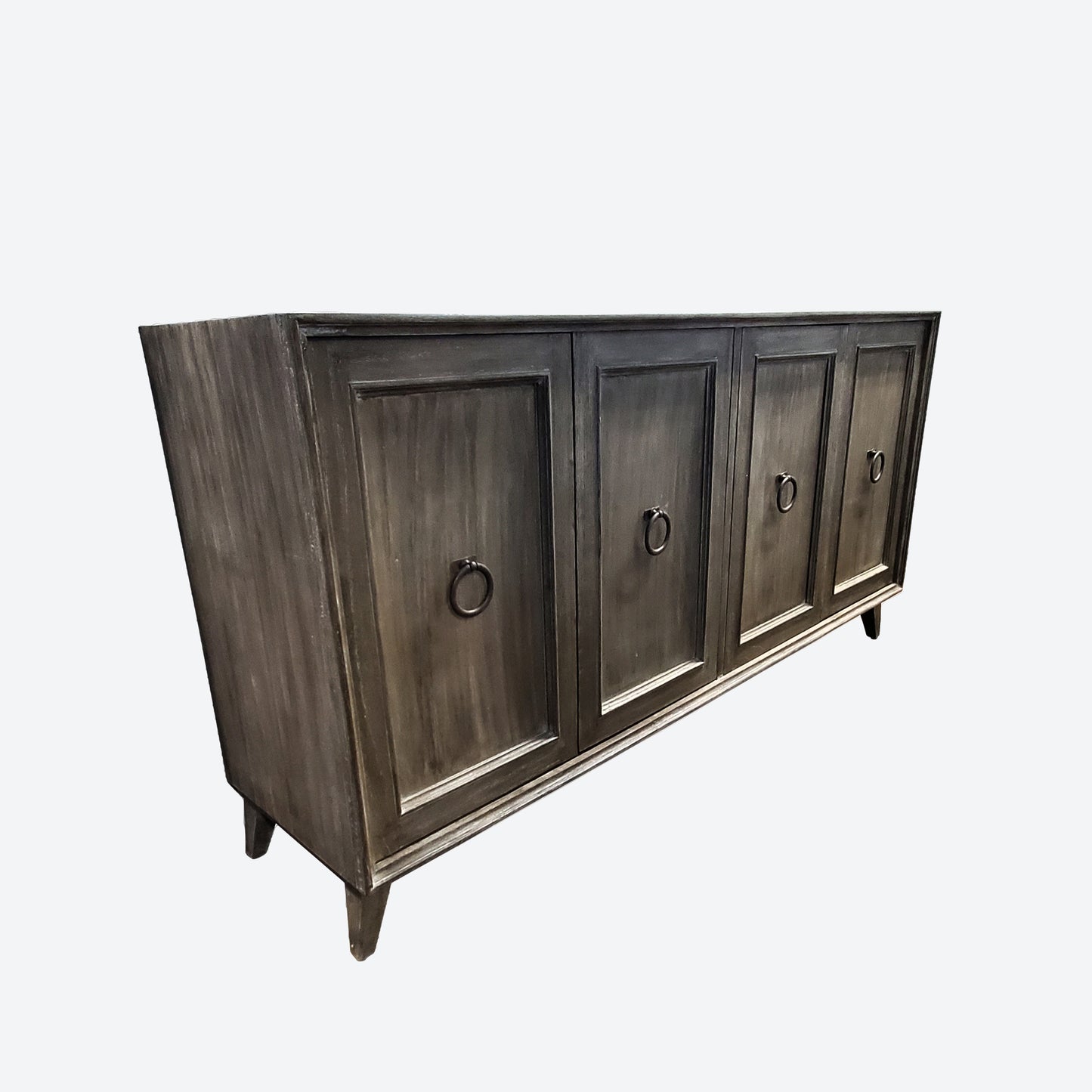 DARK GRAY CEDAR WOOD CENTER CONSOLE TABLE WITH PANELS -SK (SKU 1056)