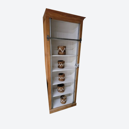 Light Brown Cedar Wood Cabinet With Sliver Bar Accents [Single Size] -SK-SKU 1057