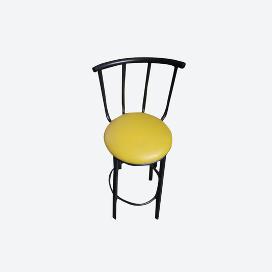 Metal Barstool With Yellow Leather Seat -SK- SKU 1157