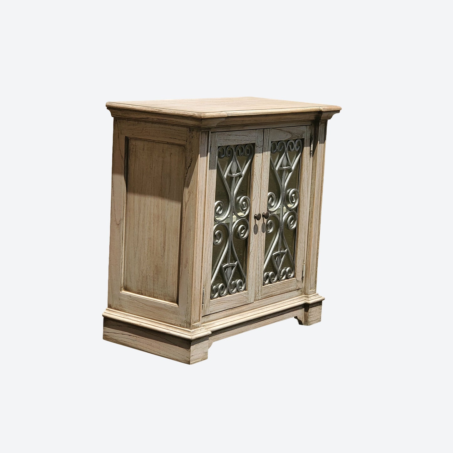 Light GRAY CONSOLE TABLE /WINE CABINET WITH SILVER ENGRAVING -SK- SKU 1058