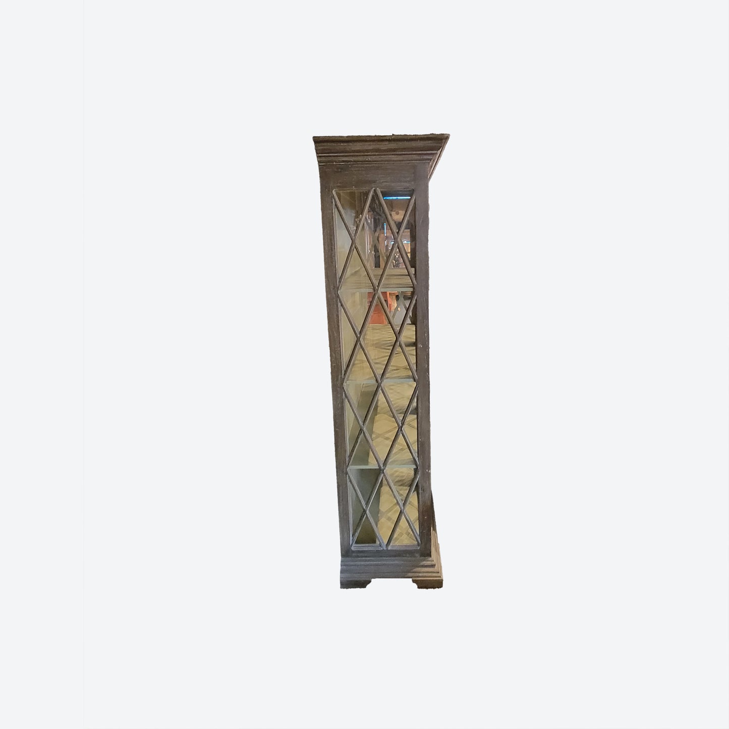 Dark GRAY WINE/ CERMAIC CEDAR WOOD CABINET WITH DIAMOND STRIPES -SK -SKU 1063