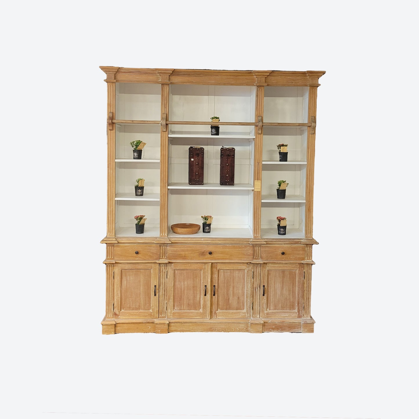 LIGHT BROWN CEDAR WOOD CABINET WITH LADDER - SK- SKU 1065