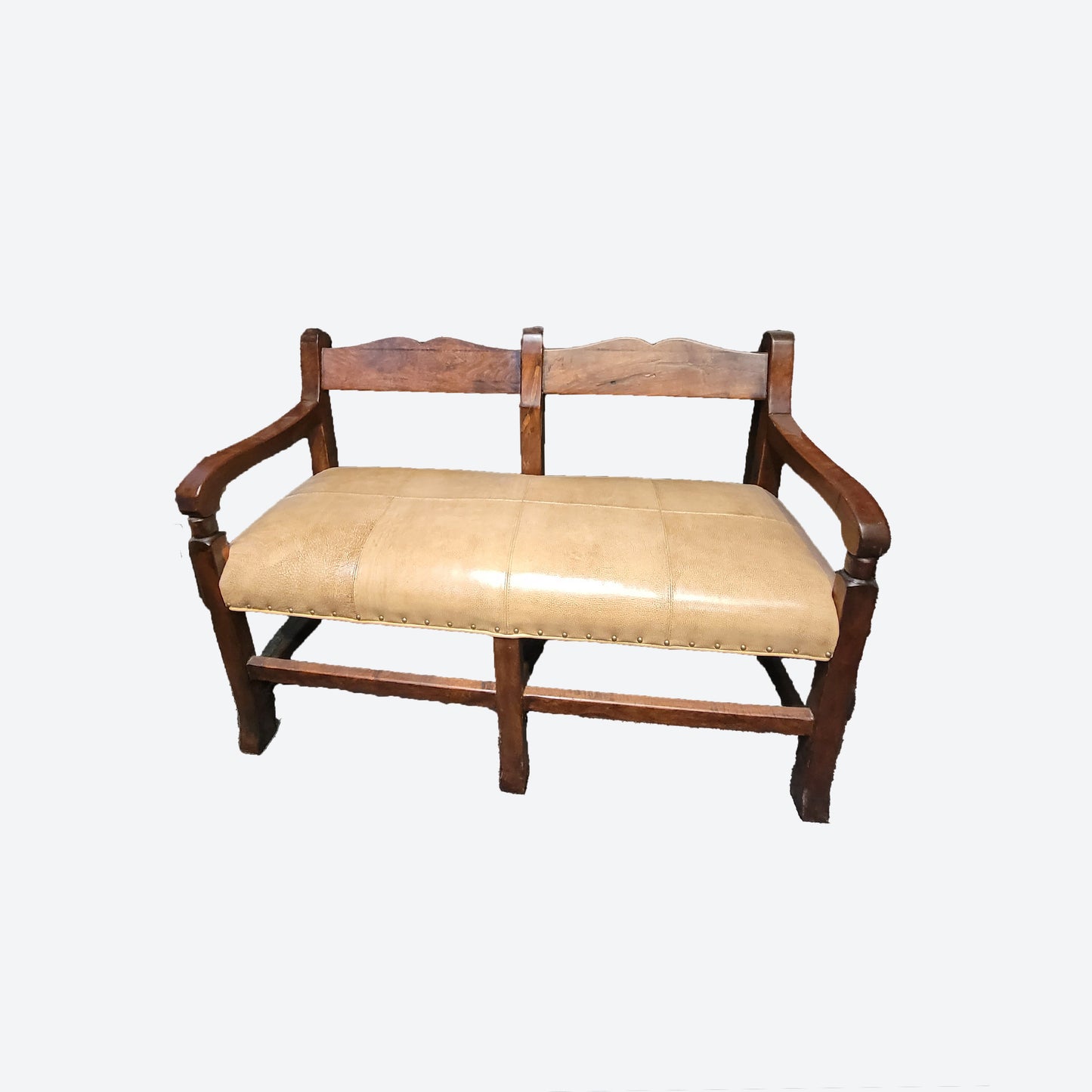 Mesquite  WOOD SOFA SET WITH Genuine COWHIDE LEATHER [SET OF 3] -SK (SKU 1070)