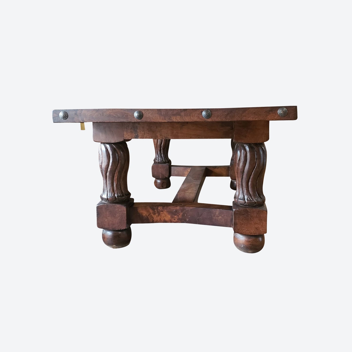 Mesquite Wood DINING TABLE SET WITH 6 Genuine COWHIDE CHAIRS [PATINA BROWN--SK) (SKU 1073)