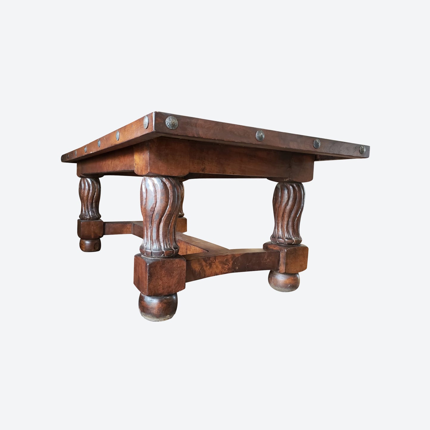 Mesquite Wood DINING TABLE SET WITH 6 Genuine COWHIDE CHAIRS [PATINA BROWN--SK) (SKU 1073)