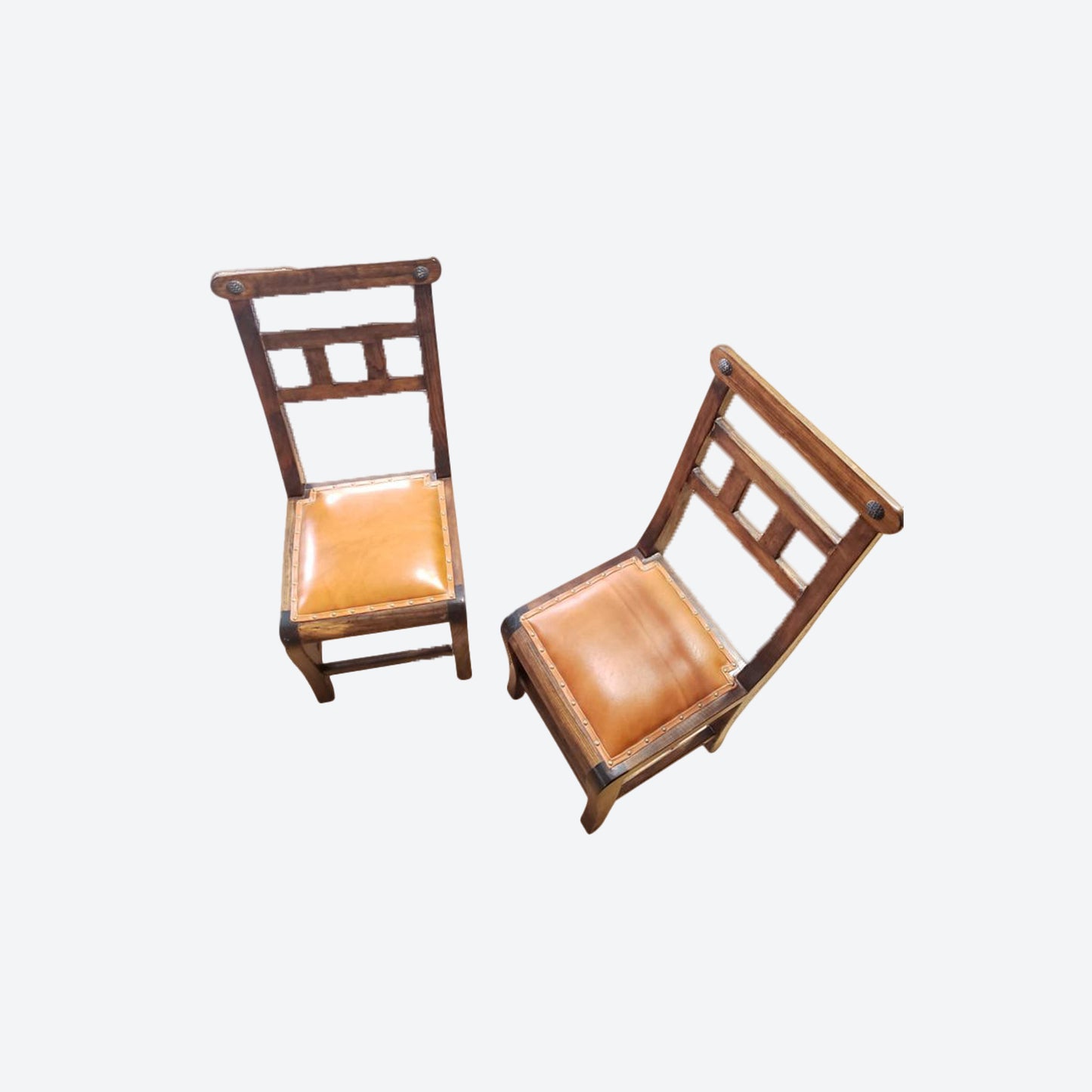 Mesquite Wood DINING TABLE SET WITH 6 Genuine COWHIDE CHAIRS [PATINA BROWN--SK) (SKU 1073)