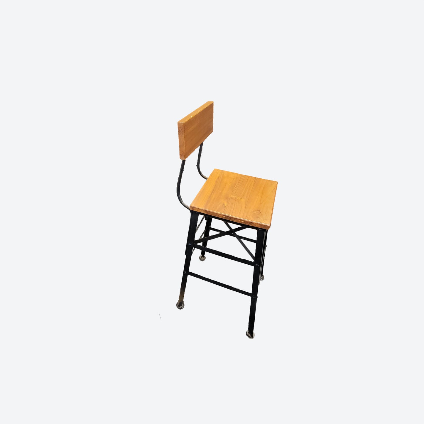 TEAK BARSTOOL WITH METAL LEGS -SK- SKU 1080
