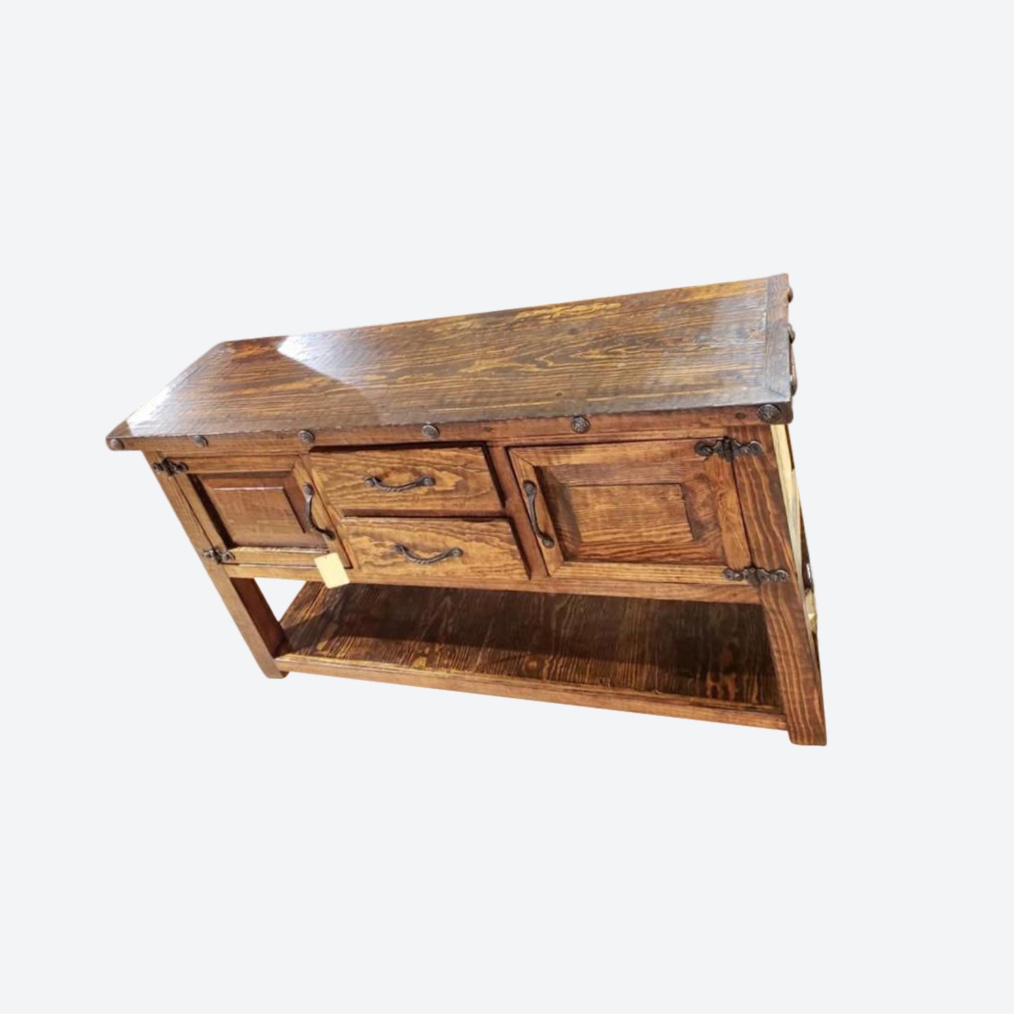 Mesquite   WOOD CENTER CONSOLE TABLE [OPEN BOTTOM] -SK (TWO DRAWERS) -SKU 1088