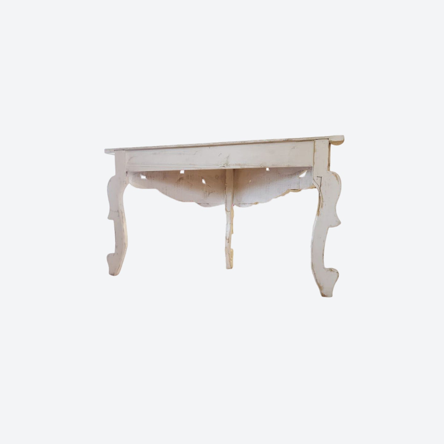 WHITE CEDAR WOOD CONSOLE TABLE WITH LIGHT BROWN ACCENTS -SK (SKU1095)