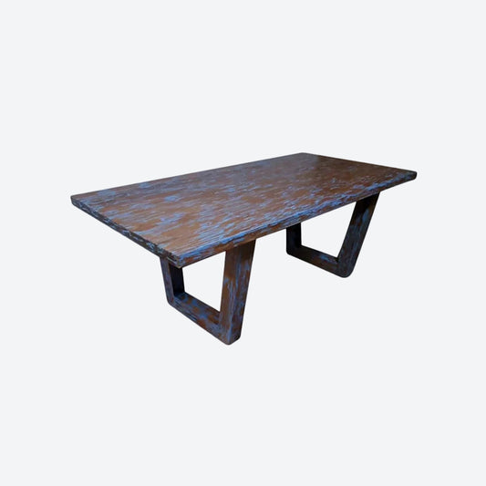 Teak Bluewash Dining Table Set Of 6 Chairs And [1 Table] -SK- SKU 1096
