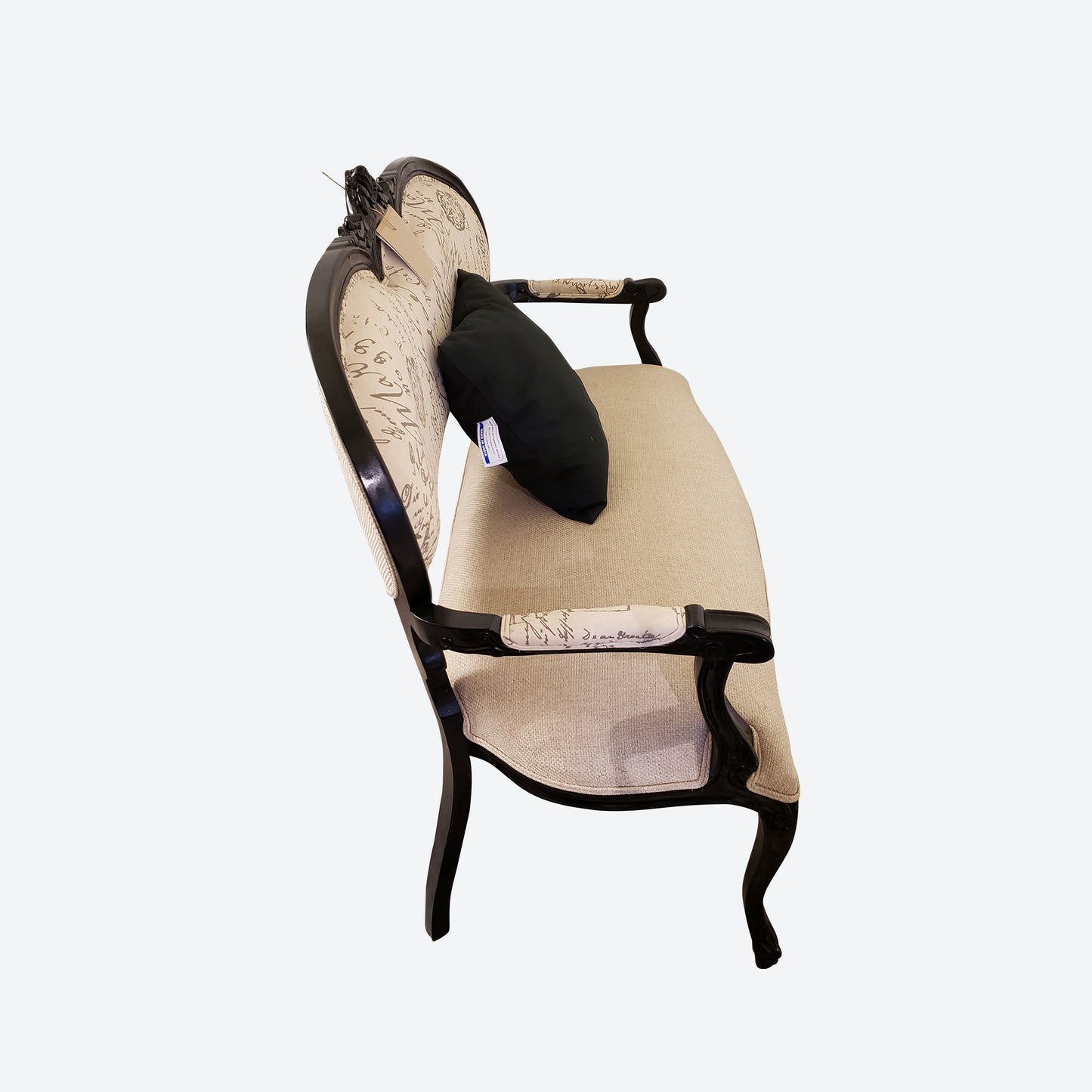Organic Canvas Fabric [Postcard Design] Two Seater Settee With Black Cedar Trim -SK- SKU 1101