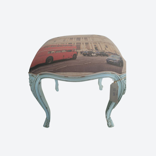 Blue Painted  Cedar Wood  Stool [LONDON] -SK- SKU 1104