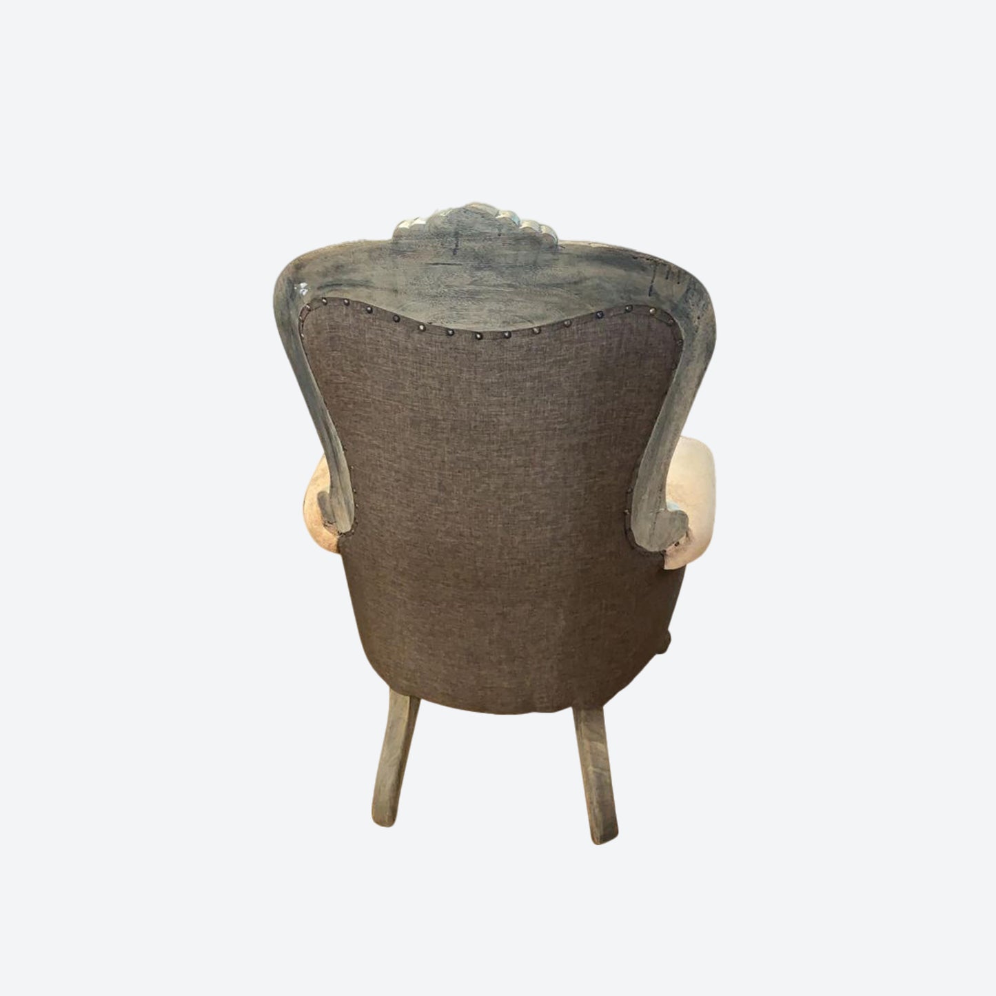 Tufted Light Brown Organic  Canvas Accent Chair (Cedar Wood) -SK- SKU 1106