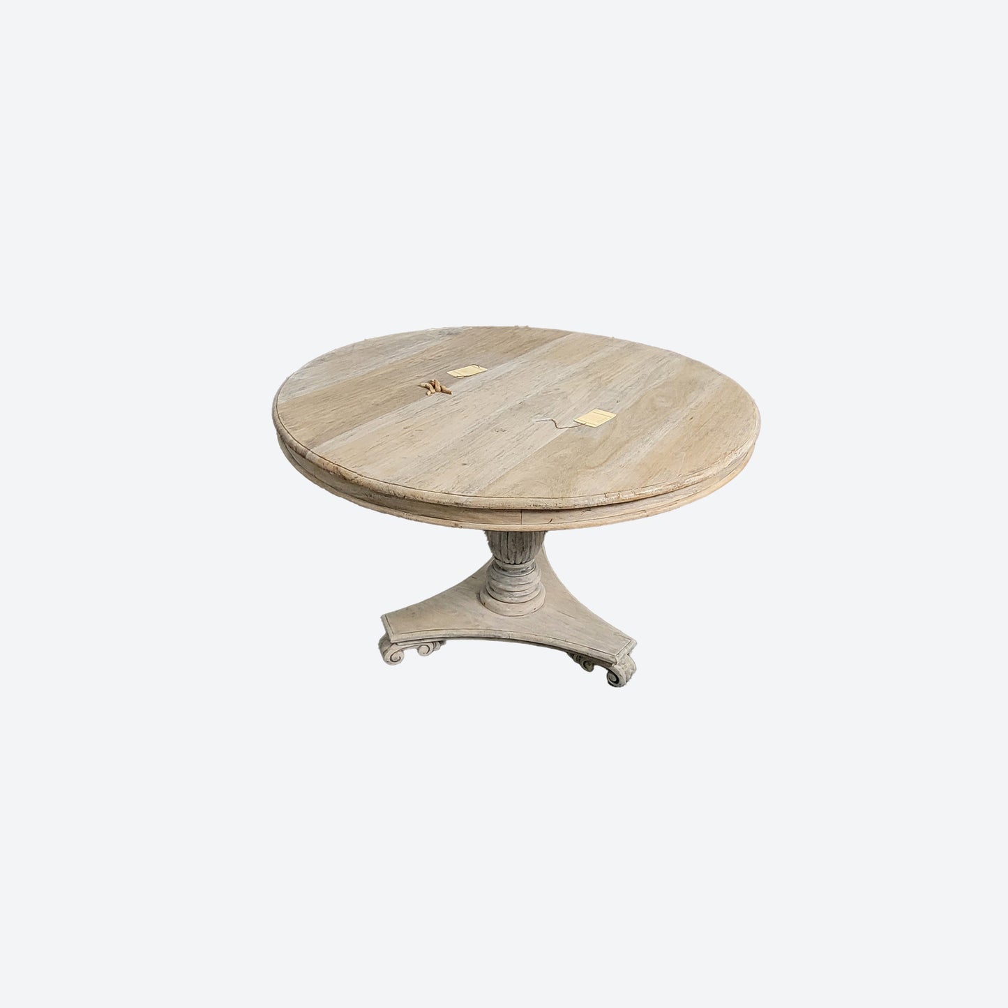 Round Rustic Cedar Wood Dining Table Set ( TABLE ONLY = $745) With 6 Black Rustic Cedar Wood Chairs -SK (SKU 1108)