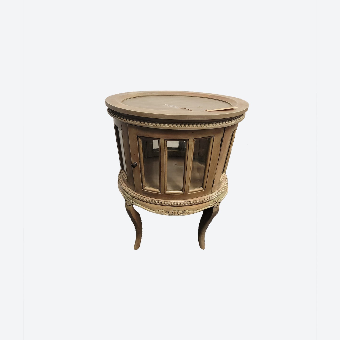 Rustic Dark Gray Ceramics Side Table With Light Green Accents -SK- SKU 1129