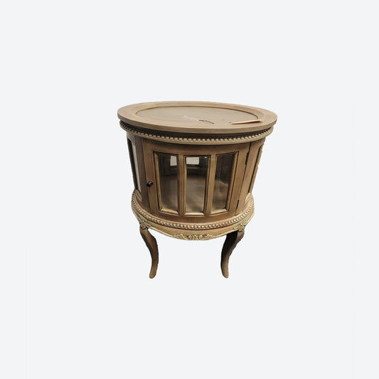 Rustic Dark Gray Ceramics Side Table With Light Green Accents -SK- SKU 1129