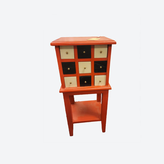 Red Accent Table With Small Multicolor Drawers -SK- SKU 1138