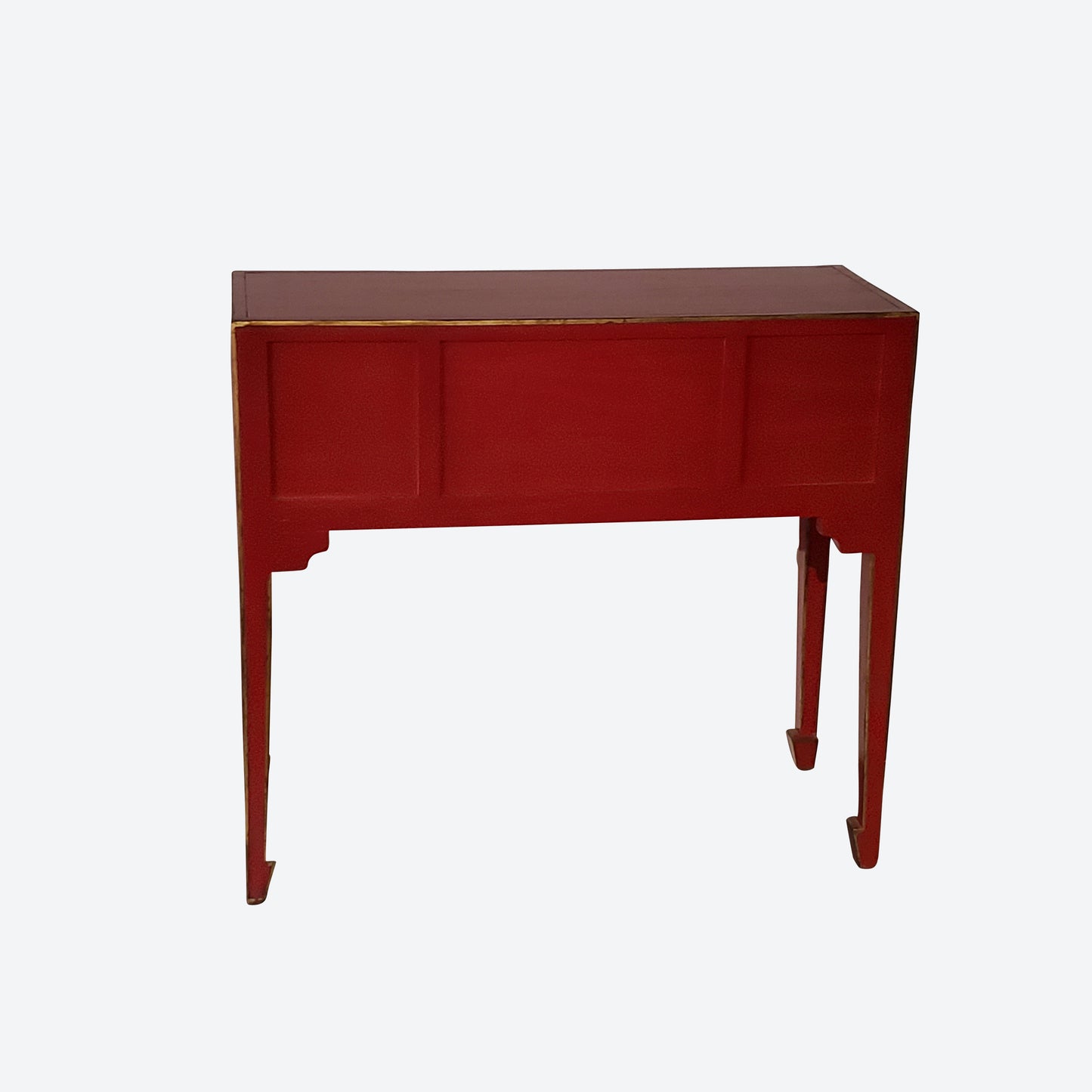 Red Center Console Table With Gold Accents And Key Hardware -SK- SKU 1139