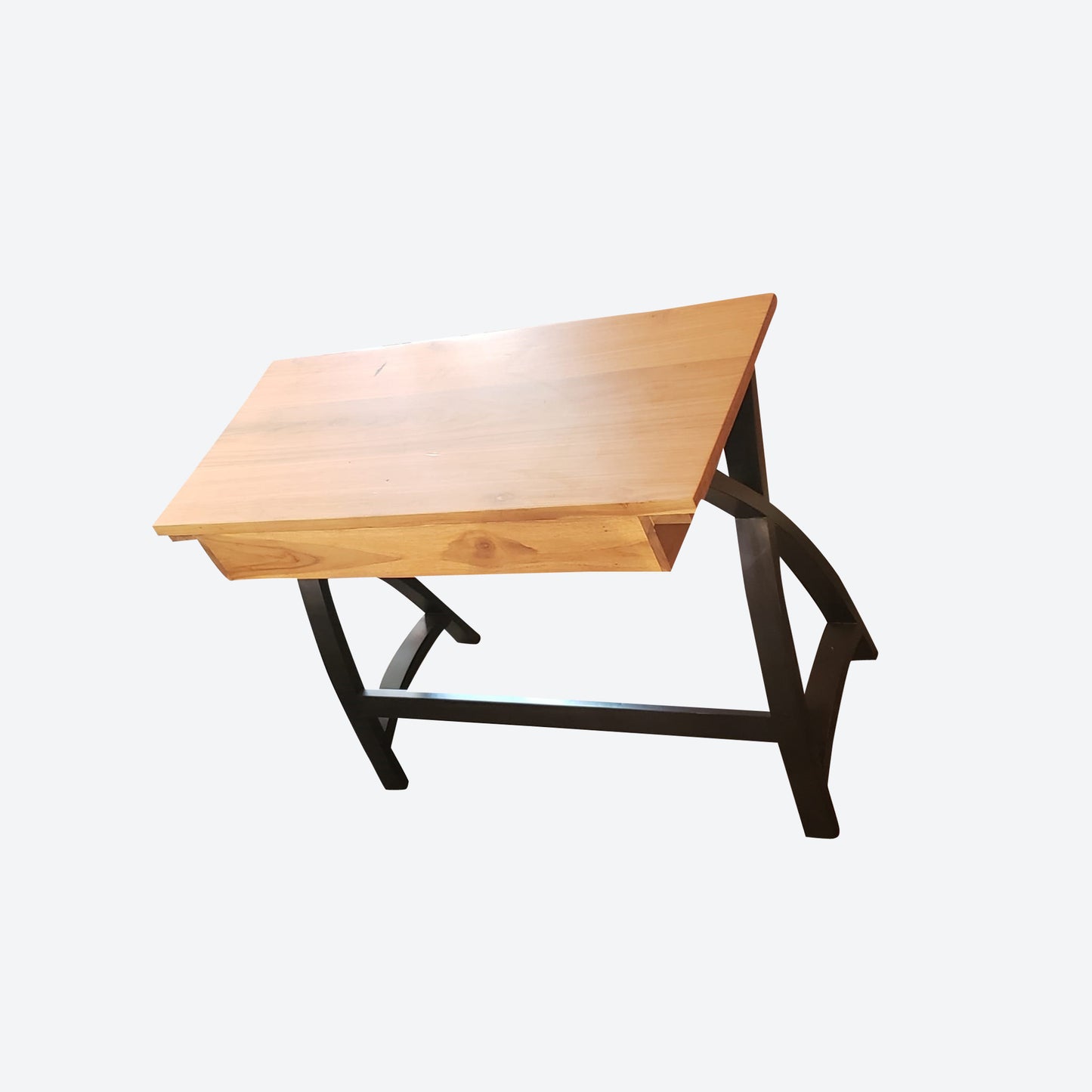 Teak Center Console With Single Drawer [Curved Legs] -SK- SKU 1143