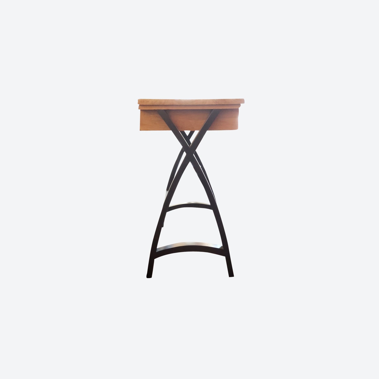 Teak Center Console With Single Drawer [Curved Legs] -SK- SKU 1143