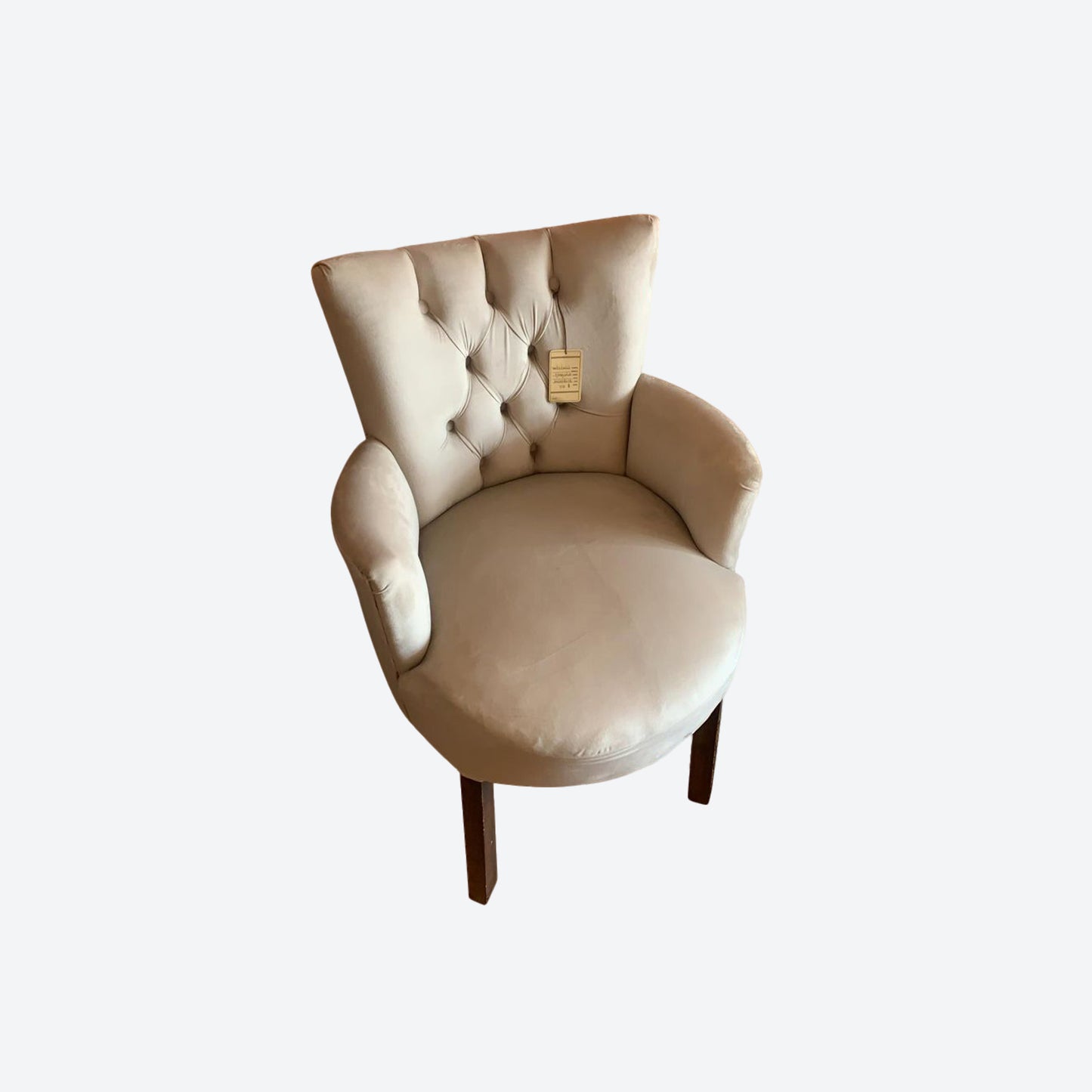 Light Gray Tufted Velvet Accent Chair  [Mesquite Wood Legs And Frame]- SK- SKU 1151