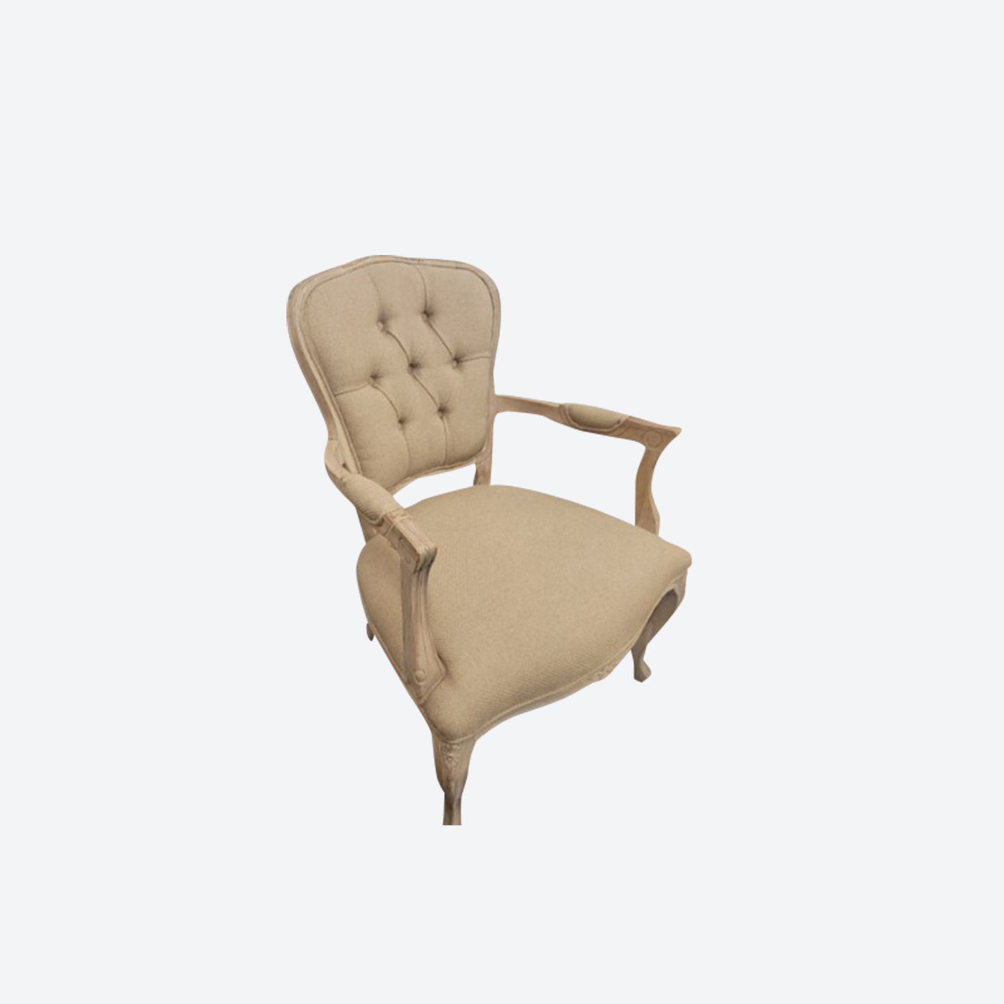 Beige Tufted Organic Canvas Fabric Accent Chair [Cedar Frame And Leg -SK- SKU 1158