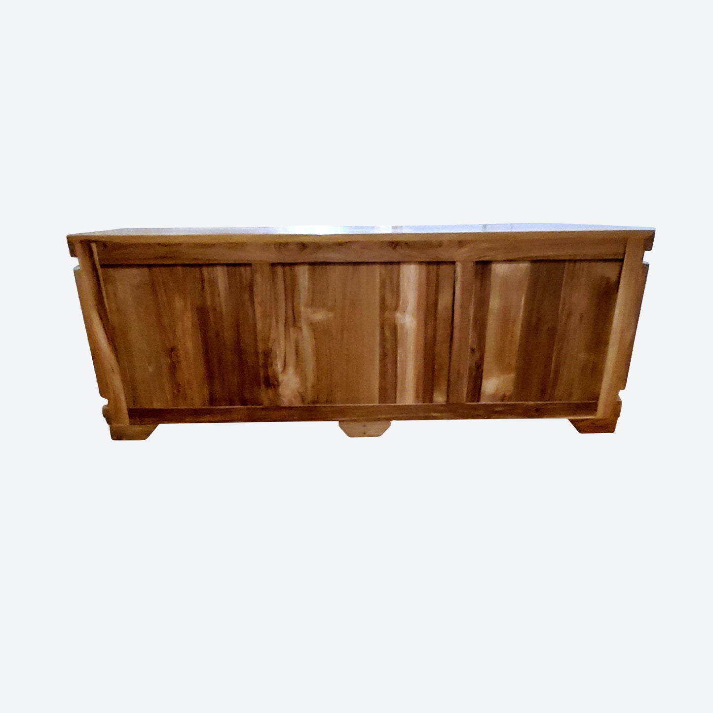 Teak Center Console Table With Light Blue 3D Contour Drawers- SK- SKU 1171