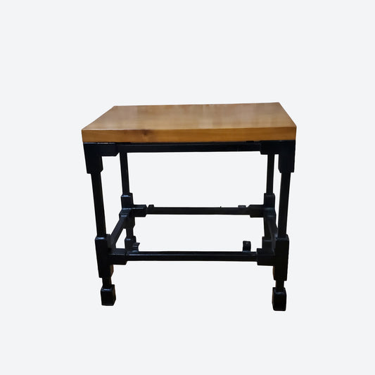 Teak Stool With  Curved Metal Legs -SK- SKU 1172